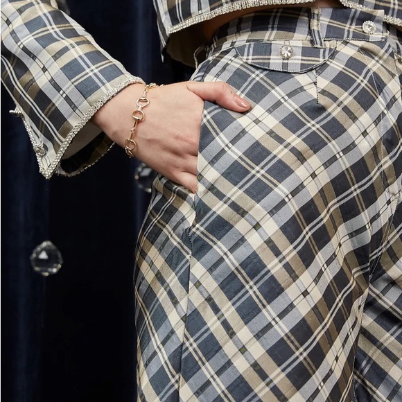 DREAM Cosmic Check Wide Leg Trousers- Willow Bough - Picture 5 of 7